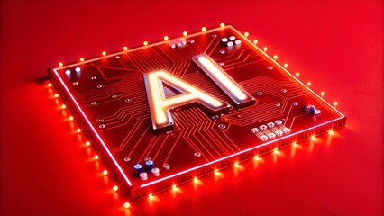 Poster - motherboard with ai chip - concept of artificial intelligence technology and microprocessor on pcb c