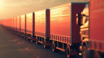 A fleet of delivery trucks lined up and ready to dispatch