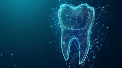 Poster - 3d digital representation of a tooth created with lines and points, highlighting the importance of d