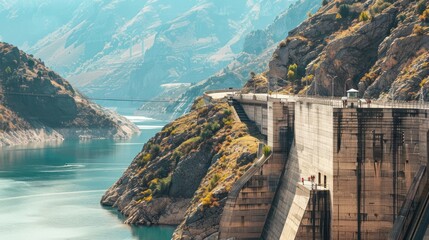 Canvas Print - Tourists visiting a famous hydropower dam