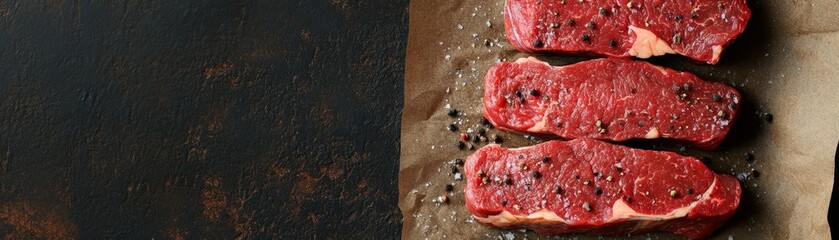 Wall Mural - Perfectly Marbled Steak Prepped for Grilling on Barbecue Grill