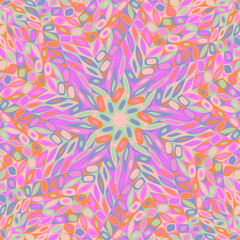 Poster - Geometrical dynamic radial mosaic background - hypnotic floral abstract vector graphic