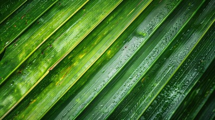 Wall Mural - A green leaf with water droplets on it