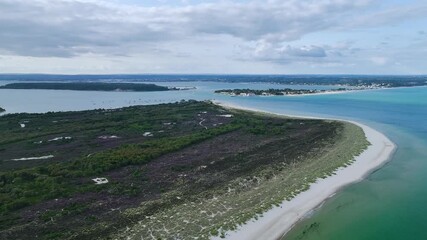 Wall Mural - Studland Naturist Beach and Knoll Beach Studland over Studland and Godlingston Heath National Nature Reserve from a drone, Studland, Poole, Dorset, England