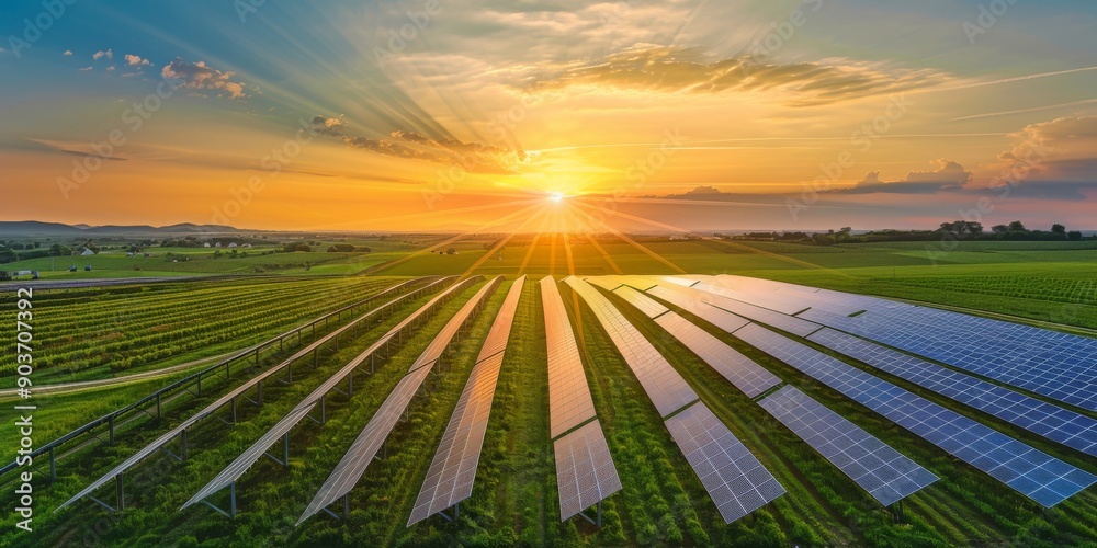 The scenic beauty of clean energy can be seen in a mesmerizing sunset ...