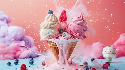 Wall Mural - a flyer for an ice cream shop. colorful ice cream delights