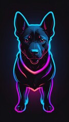 Outline dog neon in the dark gradient colors