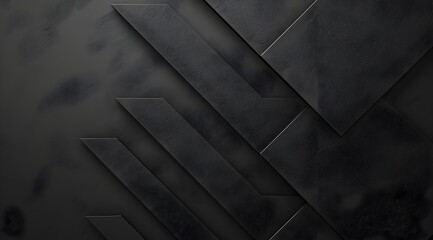 Leinwandbilder - Black background with an arrow in a diagonal layout featuring geometric shapes in a high contrast gray color tone in the modern style with an abstract design leaving a large area of blank space on the