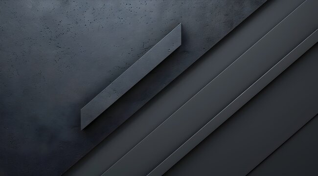 Black background with an arrow in a diagonal layout featuring geometric shapes in a high contrast gray color tone in the modern style with an abstract design leaving a large area of blank space on the
