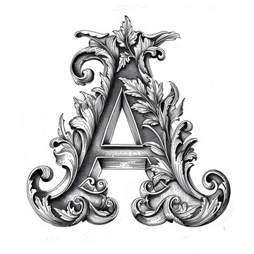 Illustrate a vintage-inspired letter 'A' with intricate