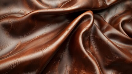 Canvas Print - A piece of leather is curled up and has a shiny, brown surface