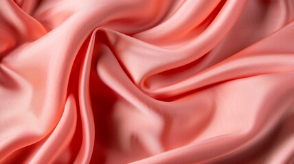 Poster - Abstract background wallpaper. ink coral colored silk fabric, satin fabric backdrop with copy space.