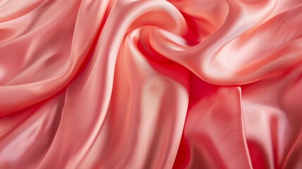 Poster - Abstract background wallpaper. ink coral colored silk fabric, satin fabric backdrop with copy space.