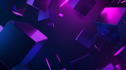Poster - abstract background wallpaper. geometric shapes in purple and blue, depth perspective, visualization