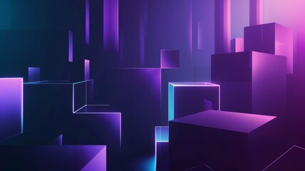 Poster - abstract background wallpaper. geometric shapes in purple and blue, depth perspective, visualization