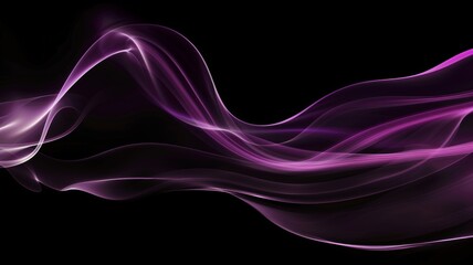 Fototapete - Abstract background wallpaper. purple glowing smoke line on black, aroma sticks vapor blured. Flowing wave lines. Futuristic technology concept. digital dynamic elegant flow, technology concept