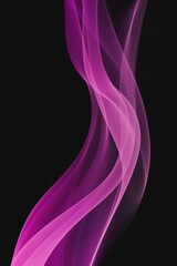 Fototapete - Abstract background wallpaper. purple glowing smoke line on black, aroma sticks vapor blured. Flowing wave lines. Futuristic technology concept. digital dynamic elegant flow, technology concept