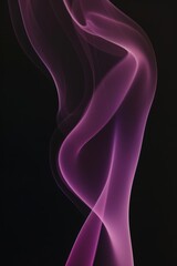 Fototapete - Abstract background wallpaper. purple glowing smoke line on black, aroma sticks vapor blured. Flowing wave lines. Futuristic technology concept. digital dynamic elegant flow, technology concept