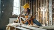 © .shock - Female Carpenter Skillfully Crafting Wooden Items in Her Workshop.Generated image
