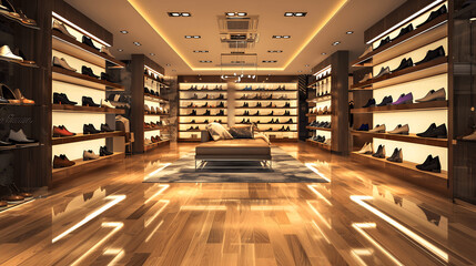 Wall Mural - High-end retail store with designer shoes and luxurious atmosphere