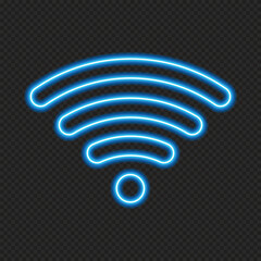 Poster - wifi signal icon in neon style. wifi signal icon. web network connect logo sign. retro sign with glo