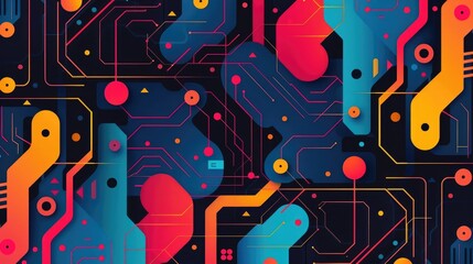 Leinwandbilder - Intricate of a complex brain like machine circuit with interconnected nodes energy pathways and vibrant digital patterns  Represents the concept of intelligence technological innovation