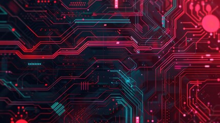 Leinwandbilder - Vibrant of a high tech neural network with various digital elements creating a futuristic and cyberpunk inspired visual design