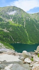 Wall Mural - View from above of Morskie Oko. Beautiful mountain lake. Eye of the Sea.