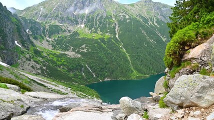 Wall Mural - View from above of Morskie Oko. Beautiful mountain lake. Eye of the Sea.