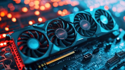 Aufkleber - Close-up of a graphics card with three cooling fans
