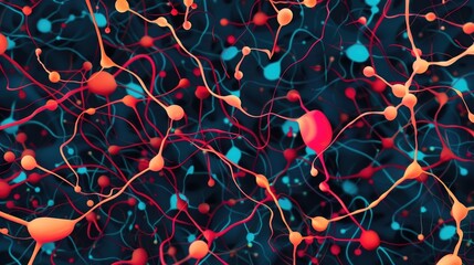 Fototapete - of an neural network with data points representing the interconnected system of information processing and analysis in technology and digital science