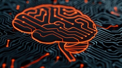 Leinwandbilder - Cutting Edge of Intelligent Digital Brain Patterns and Futuristic System Design  Abstract modern background with circuit board like patterns data connectivity and technological elements