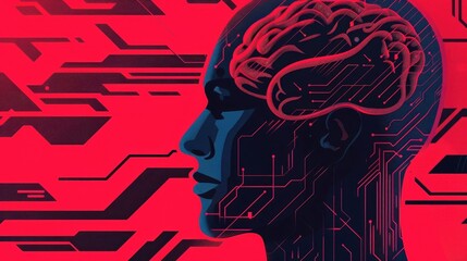 Fototapete - of a futuristic brain with intricate abstract geometric patterns and digital circuit designs symbolizing the advanced processing and information networks of intelligence