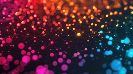 Fototapete - Vibrant of a cognitive network visualization showcasing a dynamic and futuristic digital landscape with glowing nodes interconnected lines and a vibrant colorful pattern