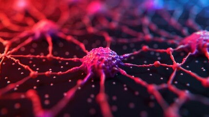 Poster - Vibrant of a high tech cognition art composition featuring a neural network with glowing colorful nodes and synaptic connections