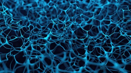 Fototapete - Intricate of a blue computational neural network graphic with a complex futuristic digital design showcasing the complexity of intelligence and algorithmic systems