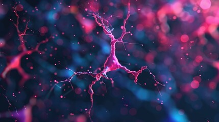 Fototapete - Glowing Neural Data Visualization Abstract Digital Background  of futuristic scientific data analysis and research with dynamic energy flow and cosmic aesthetic