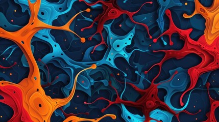 Fototapete - Vibrant and captivating depicting the complex and intricate neural connections and patterns of an intelligence system  The image features a mesmerizing and dynamic design with flowing