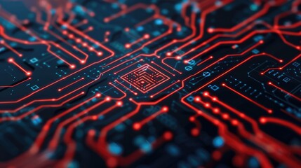 Leinwandbilder - depicting an abstract and futuristic digital circuit pattern with interconnected nodes symbolizing the complex networks and systems powering intelligence and machine learning technologies
