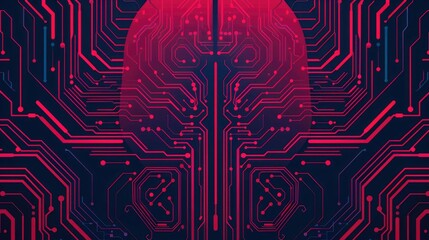 Leinwandbilder - Intricate digital brain circuits with a complex futuristic pattern in a The image represents the concept of intelligence technology and the interconnectedness of the digital world