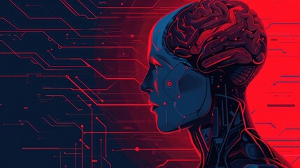 Leinwandbilder - Futuristic digital showcasing an intelligent neural design with circuit board and digital elements representing intelligence and innovative computing concepts