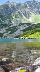 Wall Mural - Beautiful mountain lake. Five Polish Ponds Valley.