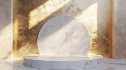 Poster - white marble and gold abstract background with generative ai. product display podium. luxury minimal