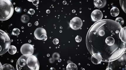 Poster - The soap foam is isolated on a transparent background. The white suds are created by shining water bubbles. The shampoo foam is illustrated on a modern foam background. The white soap foam can be