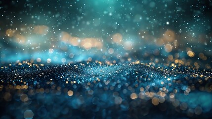 Poster - Abstract Blue and Gold Bokeh Background.