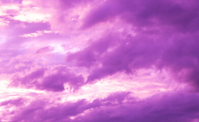 Wall Mural - dreamy purple sky background and sunlight with copy space