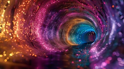 Poster - A mysterious tunnel with swirling, multicolored lights forming a mesmerizing pathway
