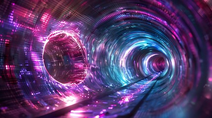 Poster - A mysterious tunnel with swirling, multicolored lights forming a mesmerizing pathway
