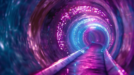 Poster - A mysterious tunnel with swirling, multicolored lights forming a mesmerizing pathway