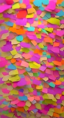 Wall Mural - Multicolored sticky notes arranged in a random pattern 4k animation